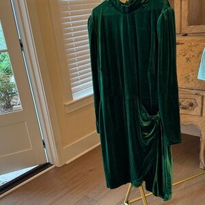 Eloquii Emerald Velvet Tie-Waist Dress